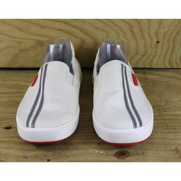 Men Olukai Sneakers Mens 11 Lae\'ahi Slip-on Off White Stripe Shoes